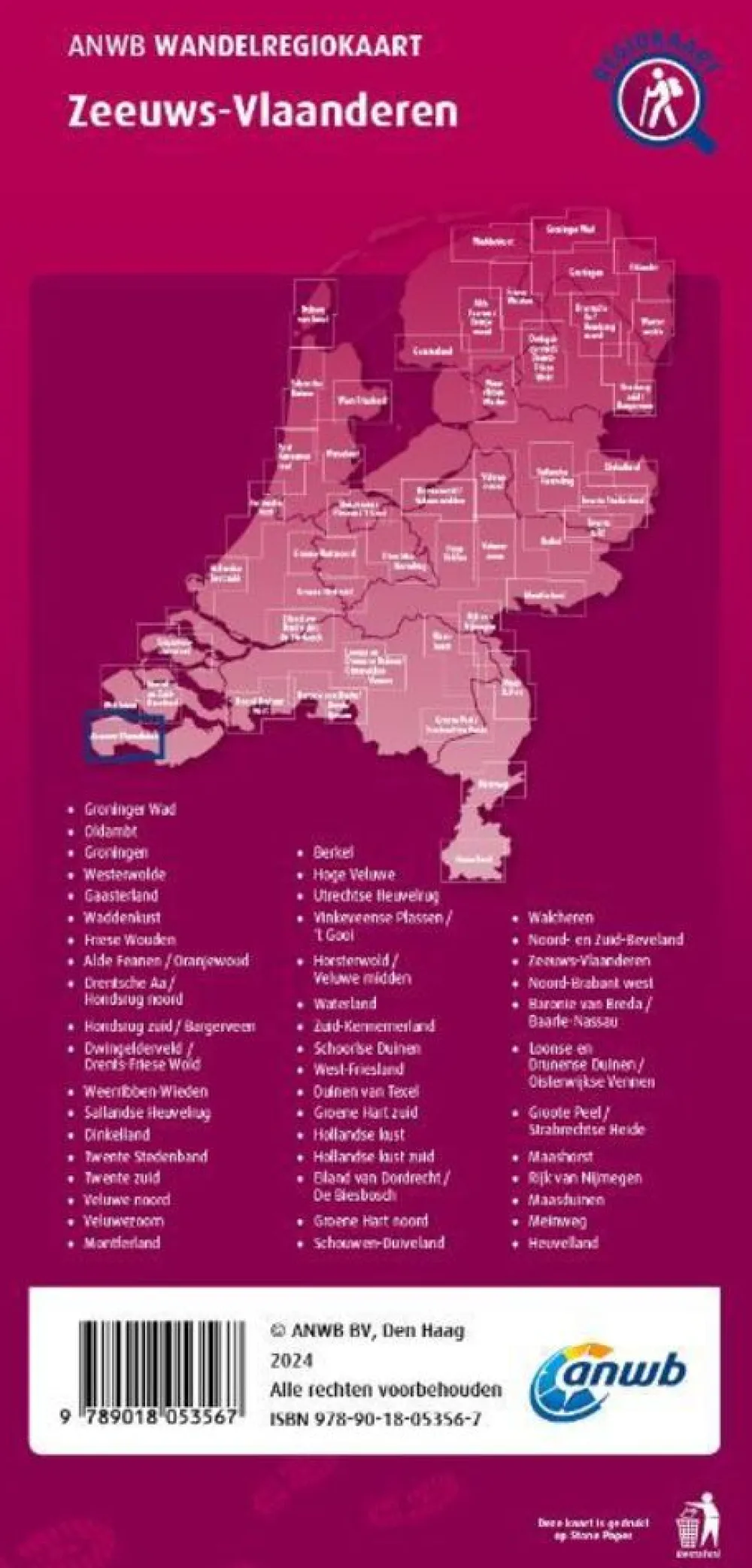 ANWB Wandelregiokaart Zeeuws-Vlaanderen