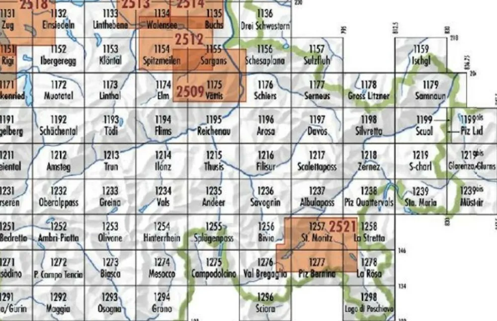 Bundesamt - Swisstopo Topografische kaart 1256 Bivio