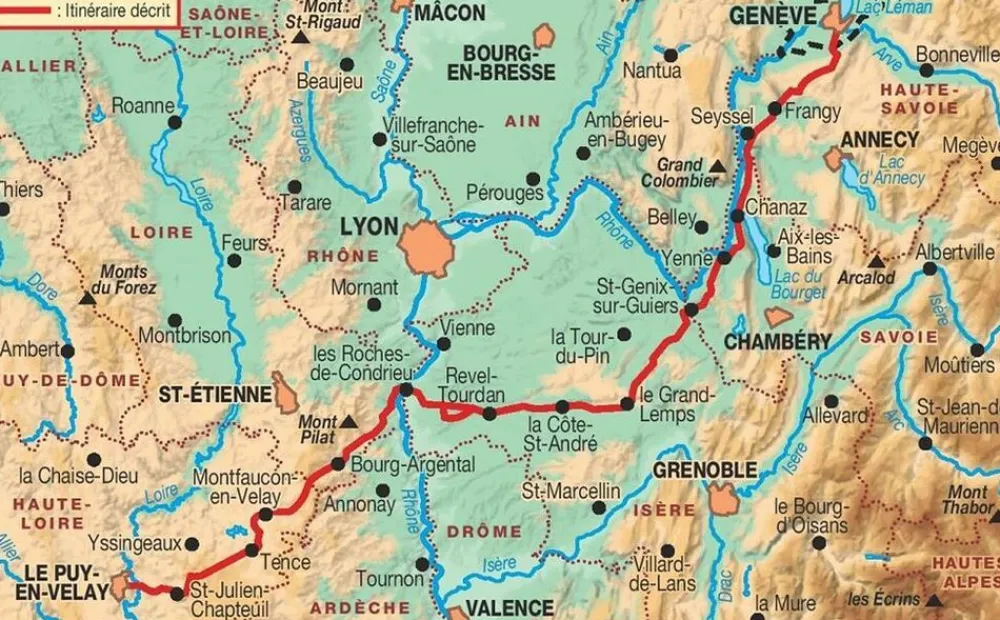 FF Randonnee Wandelgids 650 Sentier St-Jacques Genève-Le Puy