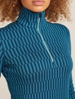 DAMES Icebreaker W Merino 260 Tech Vertex LS Half Zip Snow Grid AO
