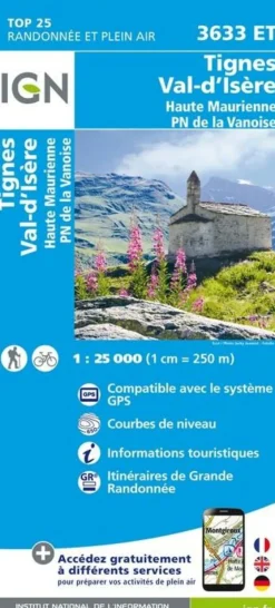IGN Wandelkaart 3633et Tes Val-d'Isère