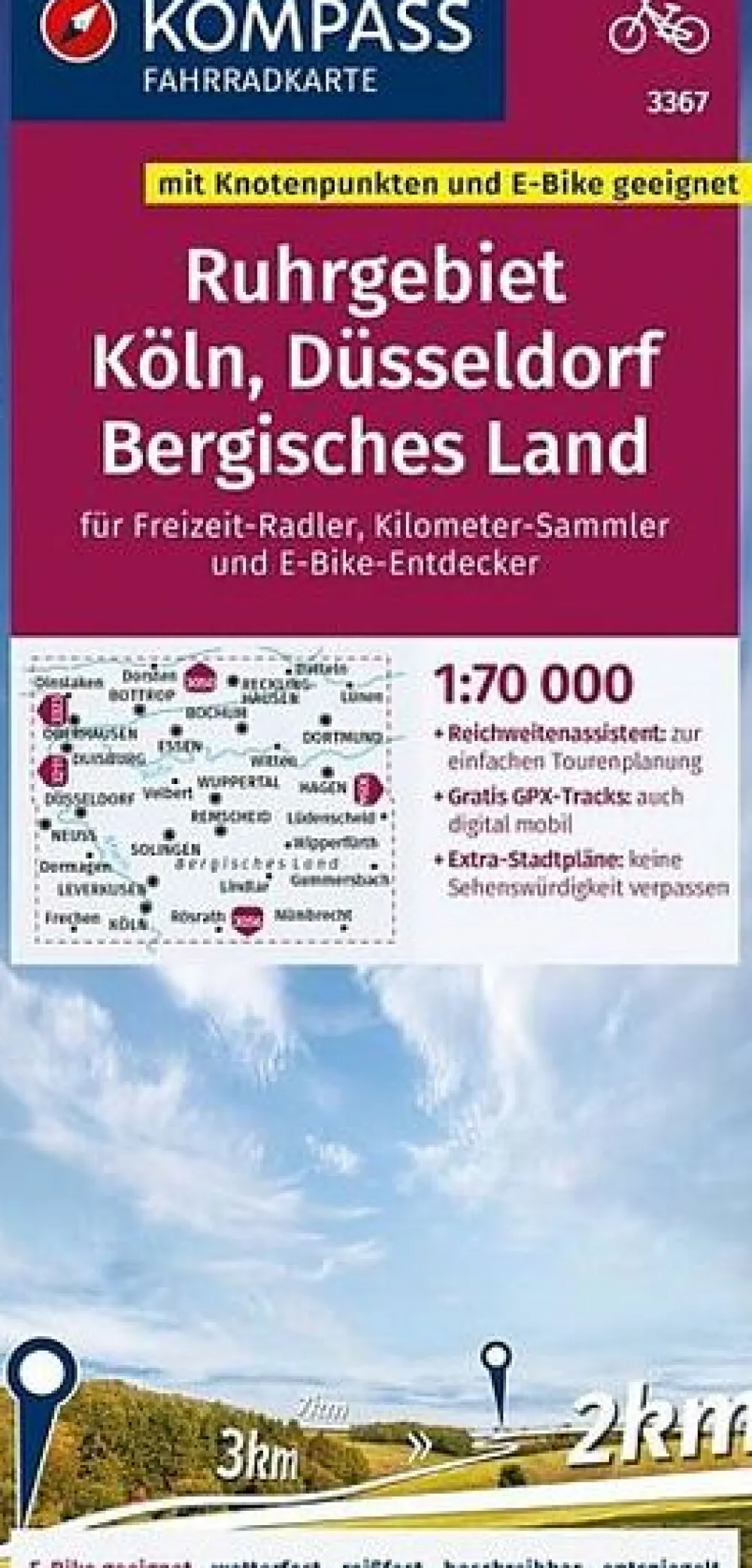 Kompass Fietskaart 3367 Ruhrgebiet, Bergisches Land