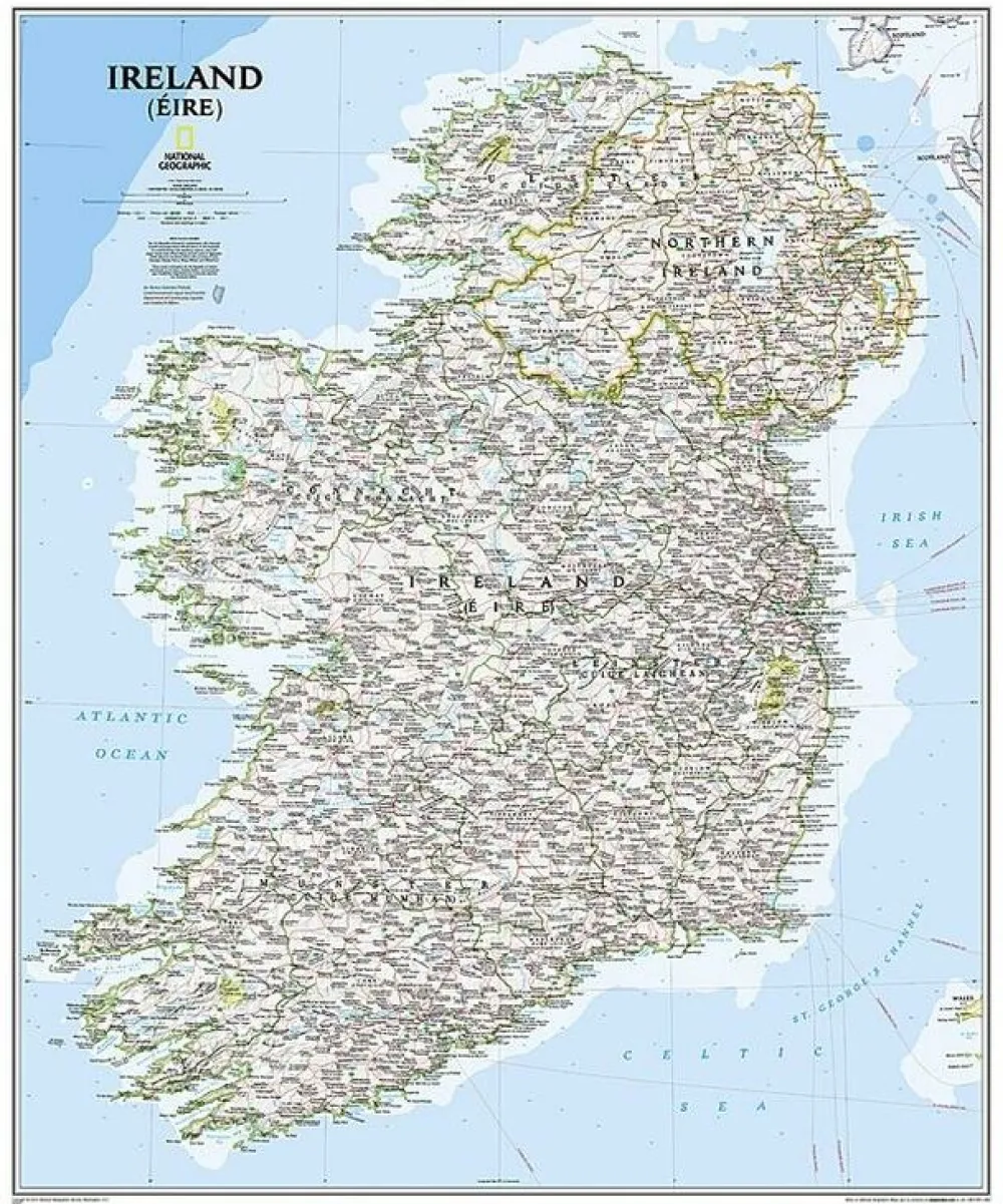 National Geographic Wandkaart Ierland