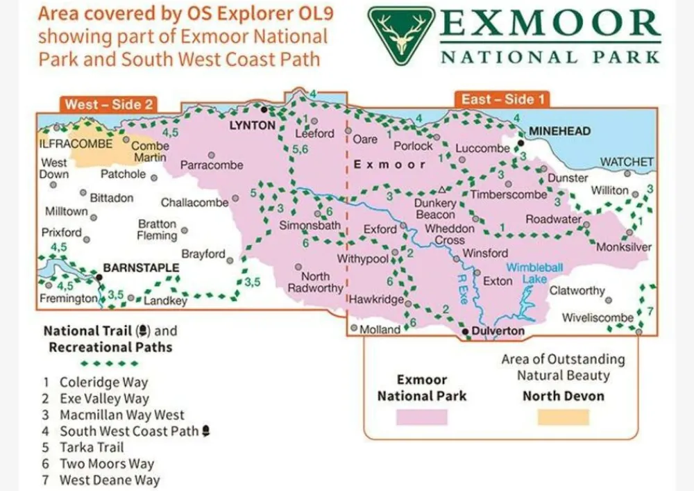 Ordnance Survey Wandelkaart OL9 Explorer Exmoor