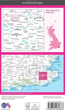 Ordnance Survey Wandelkaart 188 Maidstone & Royal Tunbridge Wells