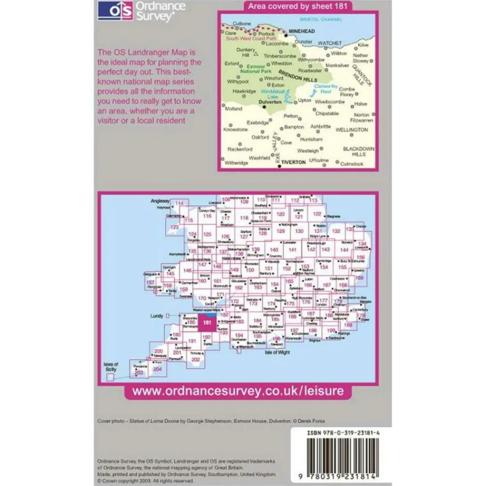 Ordnance Survey Wandelkaart 181 Minehead & Brendon Hills