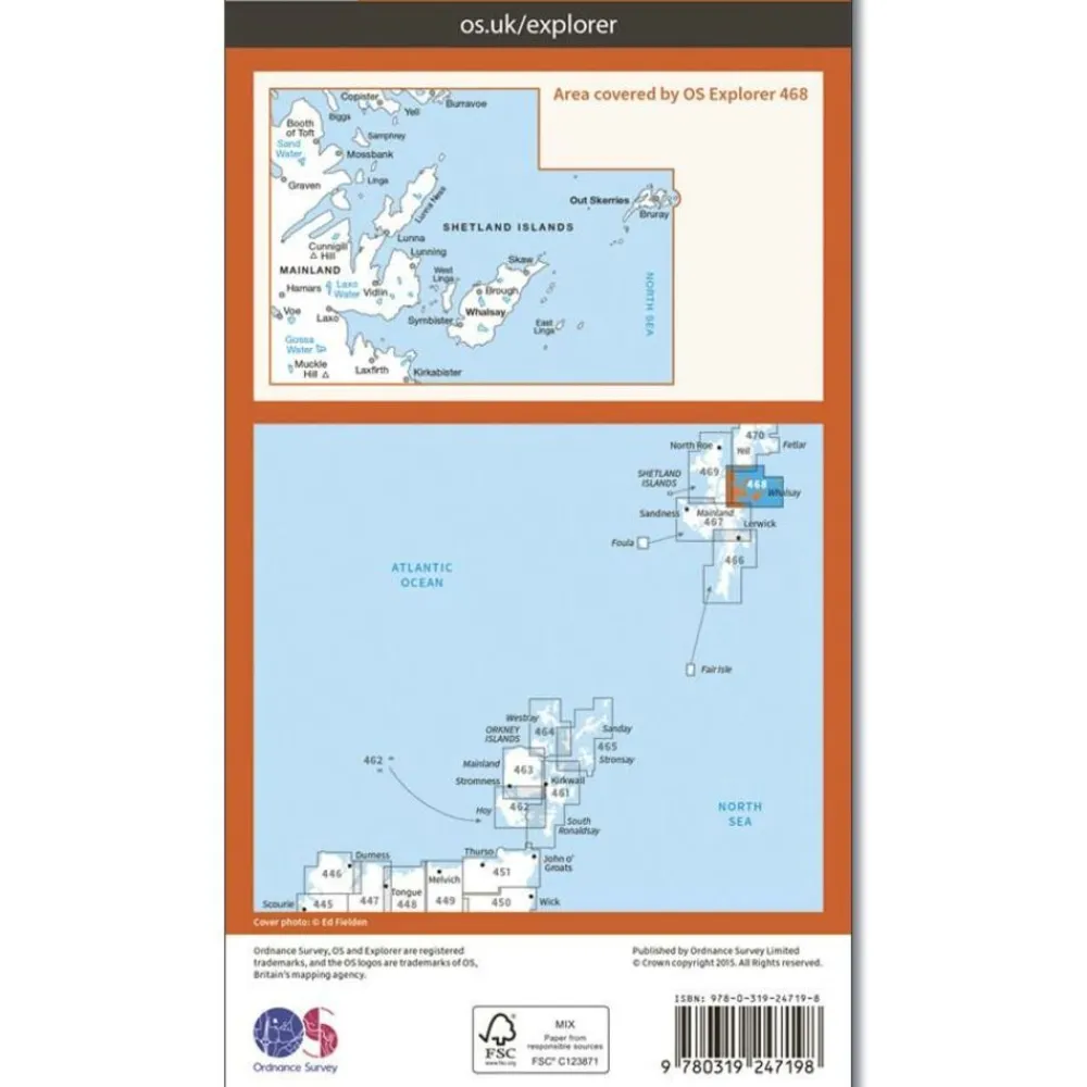 Ordnance Survey Wandelkaart Explorer OL468 Shetland Mainland North East