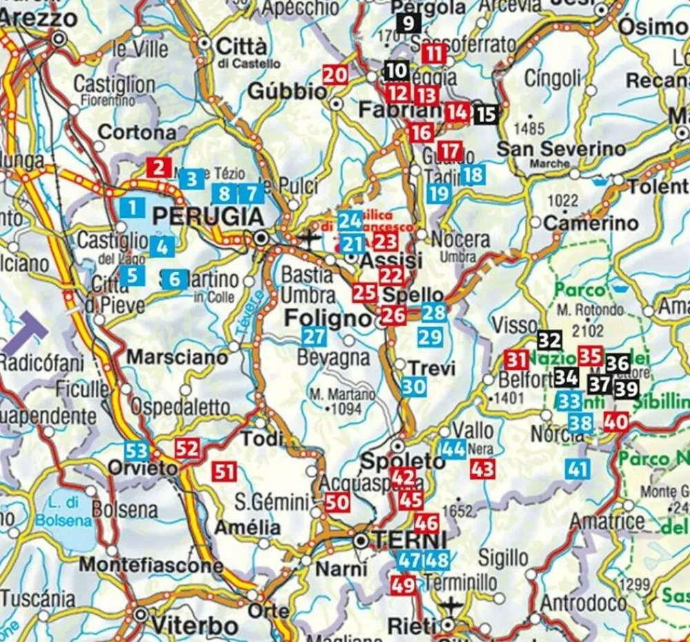 Rother Wandelgids Umbrien Umbrië - 46 Touren